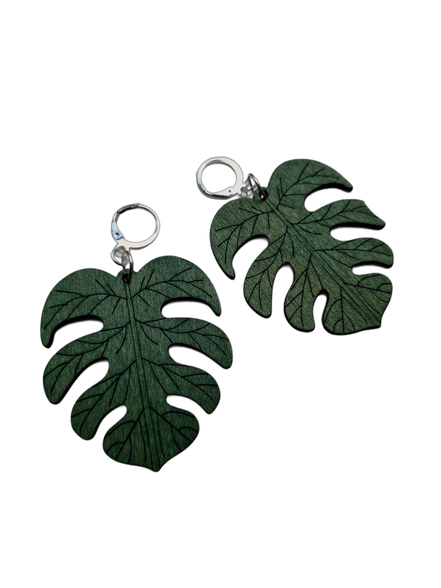 Houten oorbel LEAF Leger Groen small