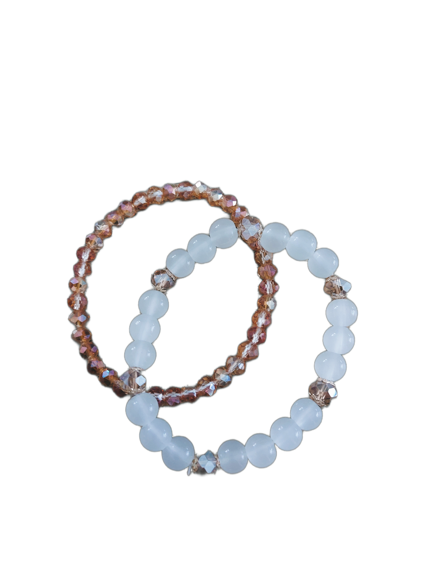 Armband Kralen WIT-CHAMPAGNE, set van 2