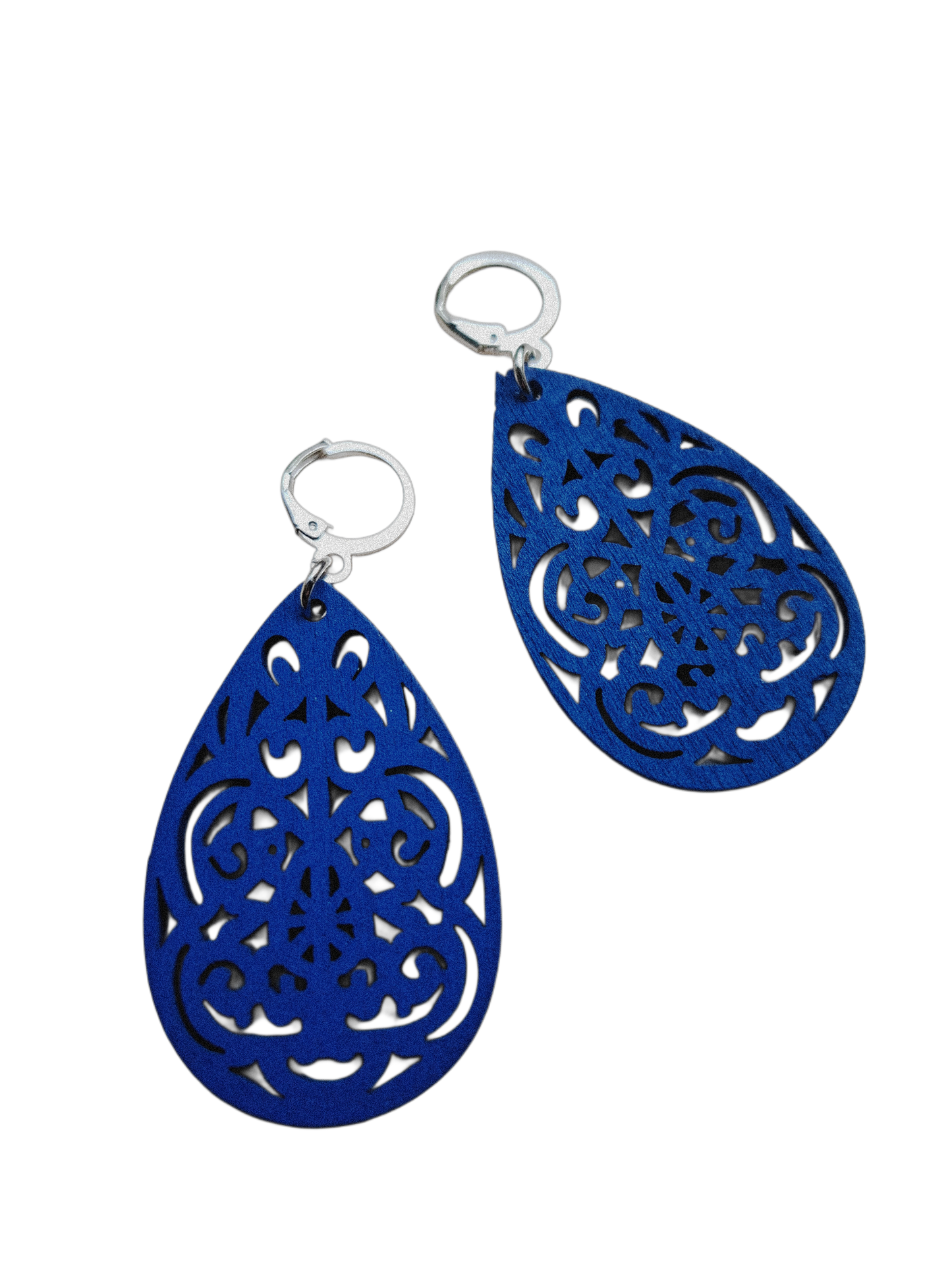 Houten oorbel DRUP Blauw