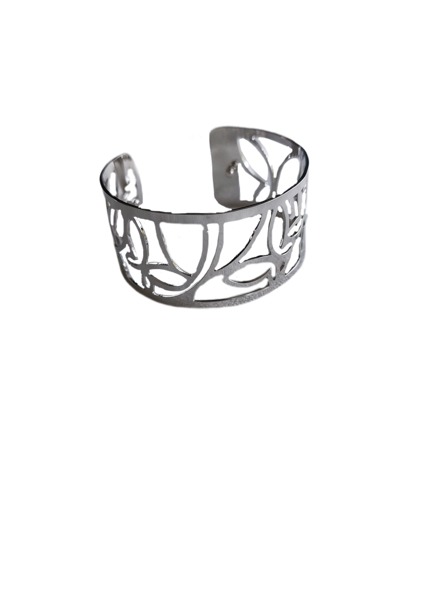 Brede zilverkleurige armband (verstelbaar) met DONKERGROEN-ZWARTE PU lederen band, 30 mm