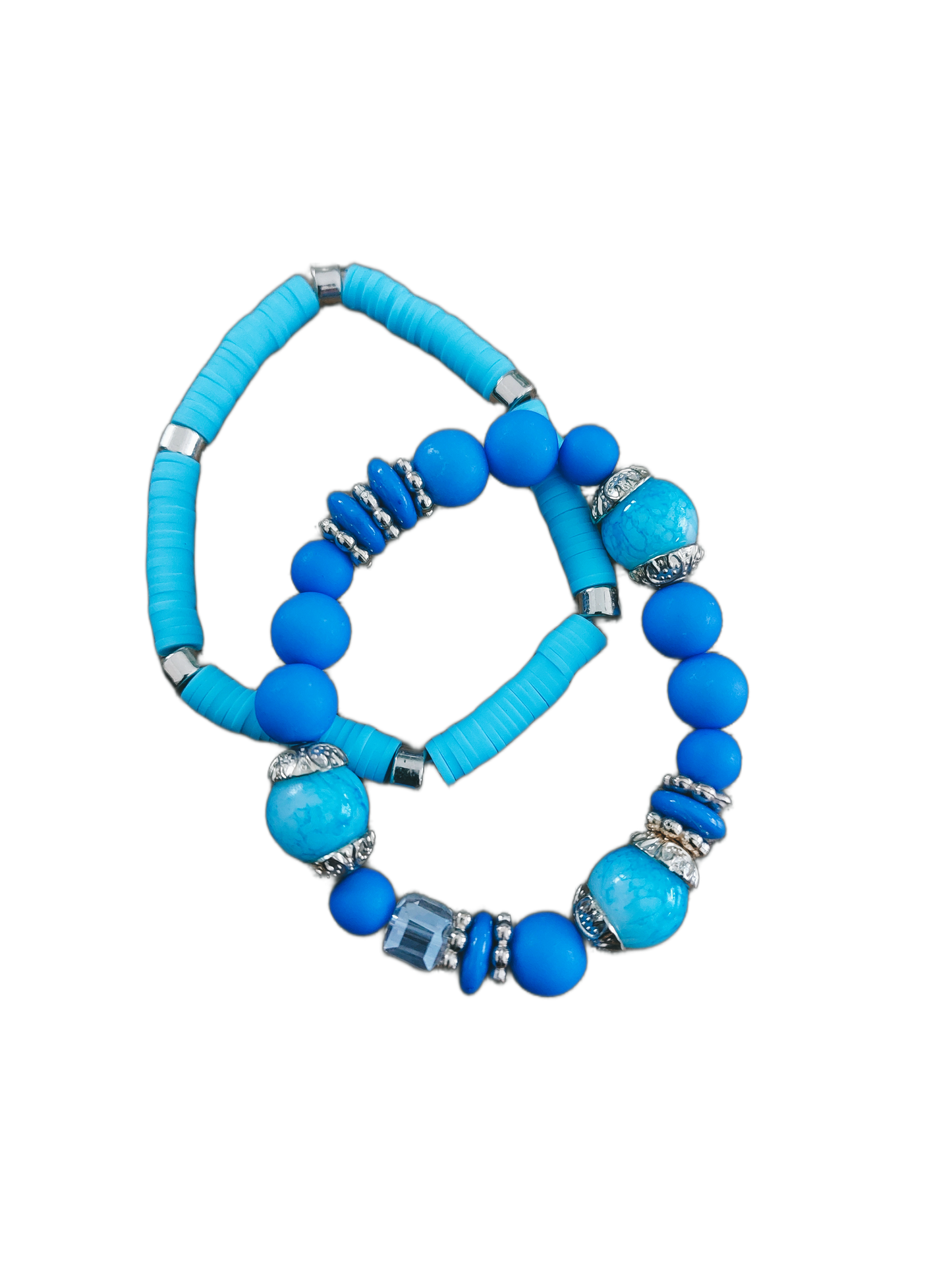 Armband Kralen Blauw-Goud / Turquoise, set van 2