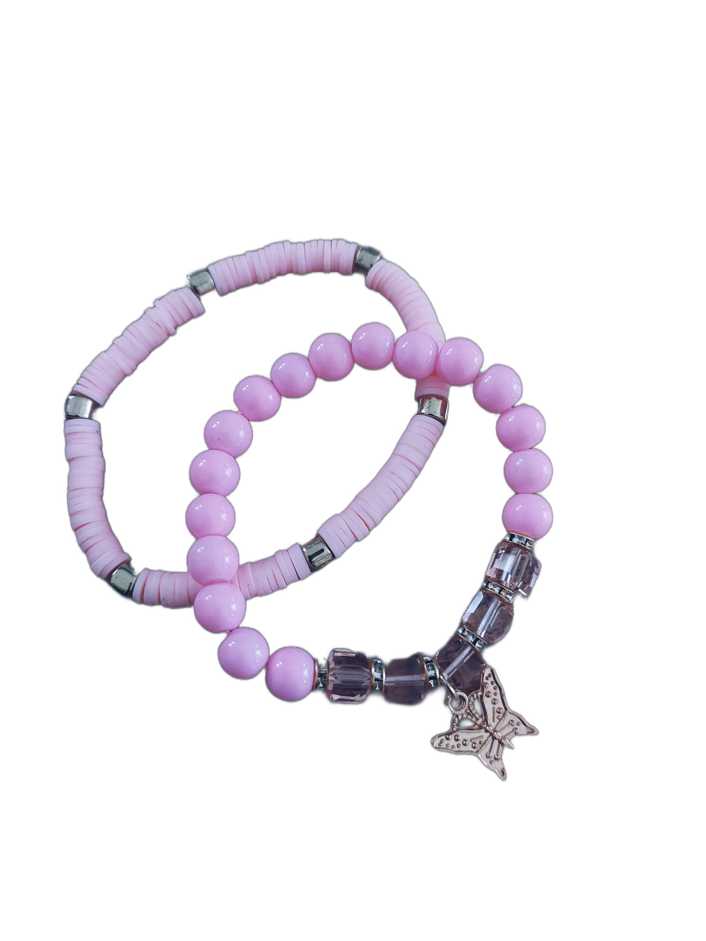Armband Kralen ROZE-GOUD ‘Vlinder’, set van 2