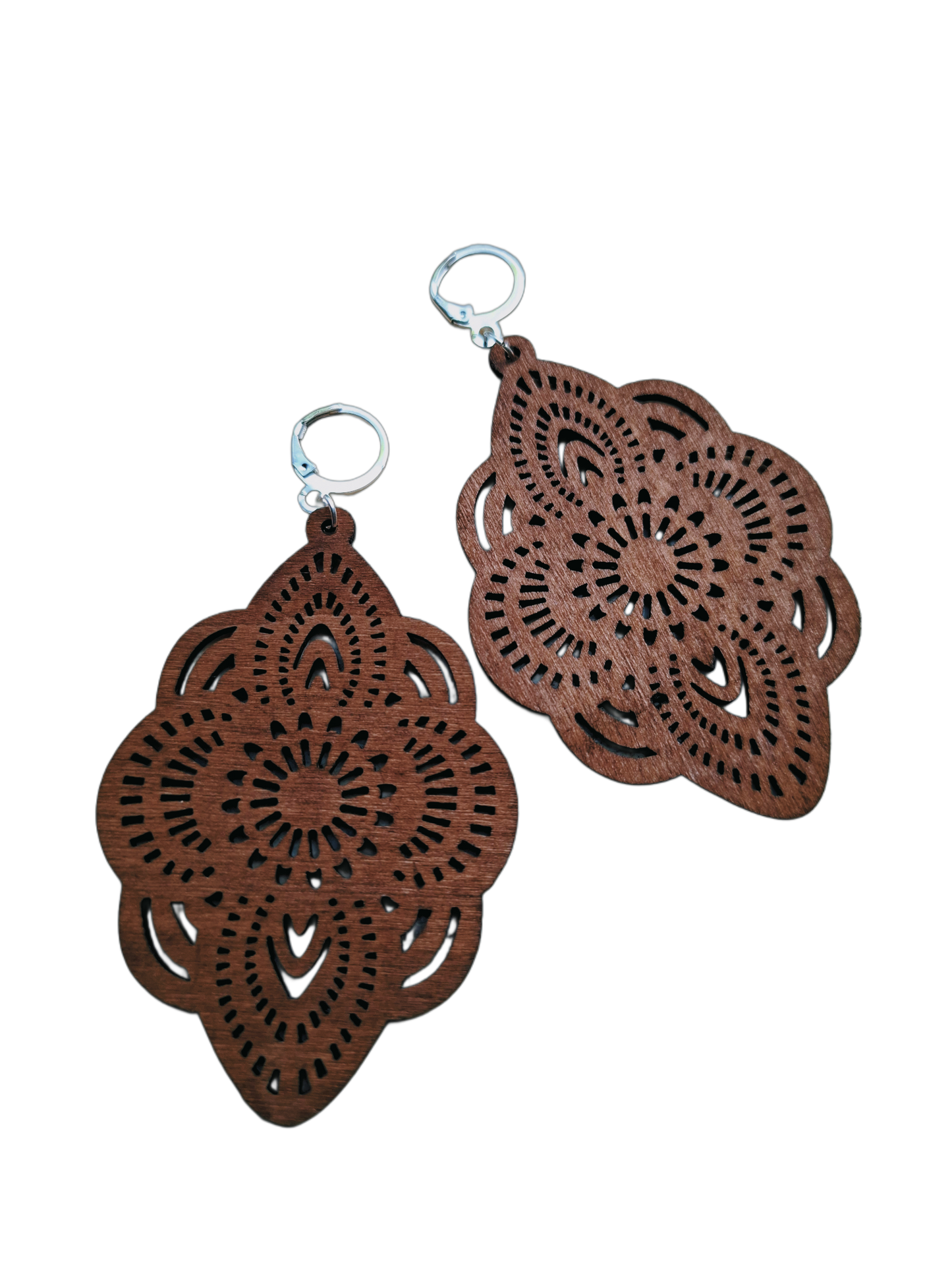 Houten oorbel FLOWER Bruin