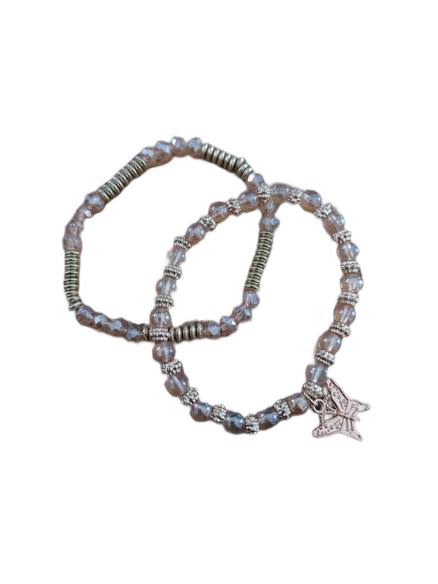 Armband Kralen CHAMPAGNE-GOUD ‘Vlinder’, set van 2