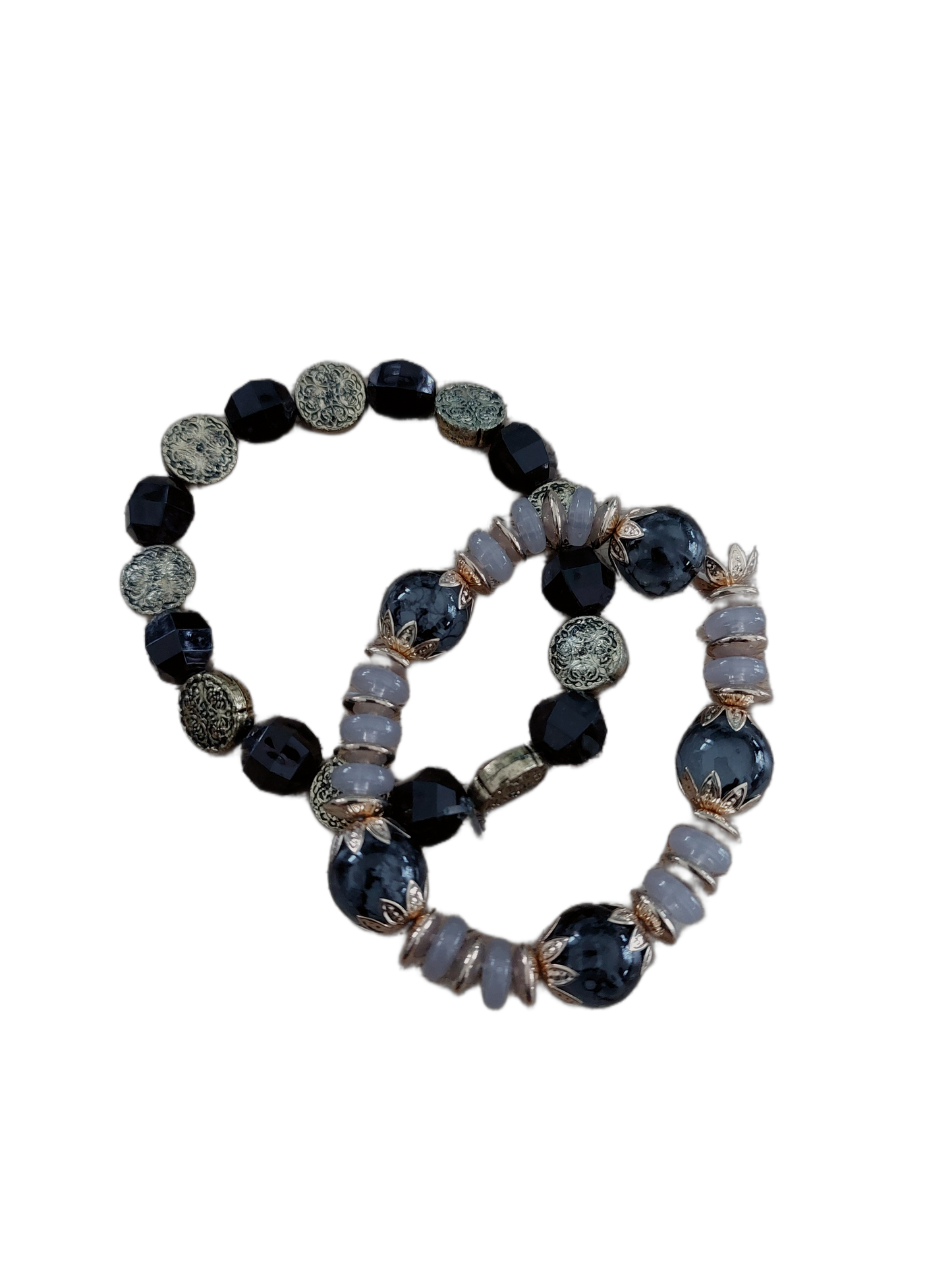 Armband Kralen ZWART-GOUD, set van 2