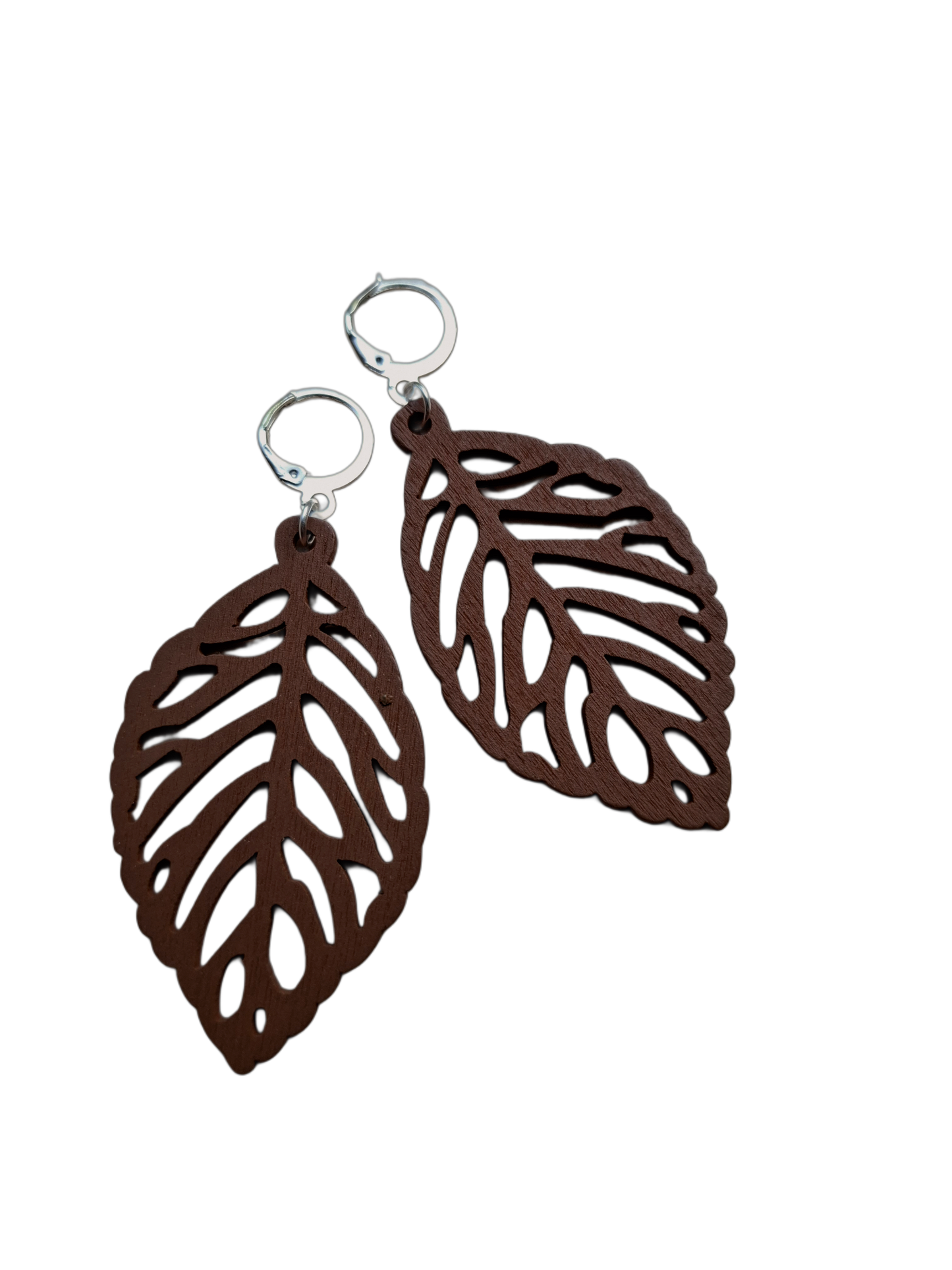 Houten oorbel LEAF Bruin