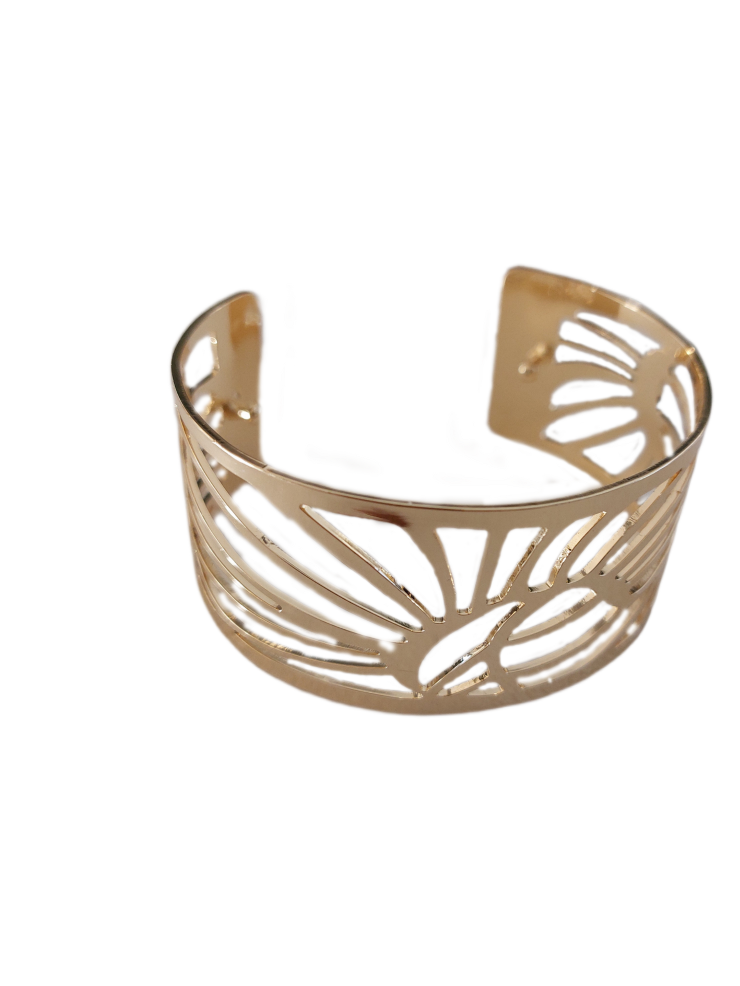 Brede goudkleurige armband met GOUD-ZWART PU lederen band, 3 cm