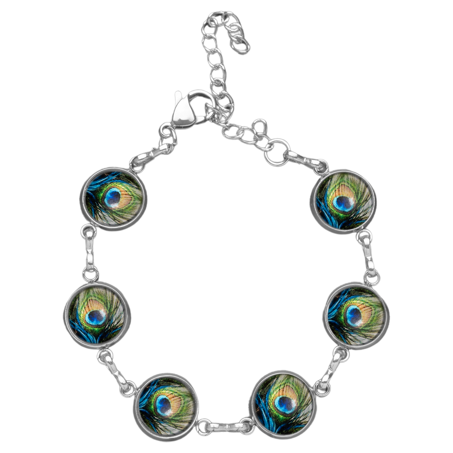 Verstelbare Armband met Gekleurde Cabochons | Pauwenveer
