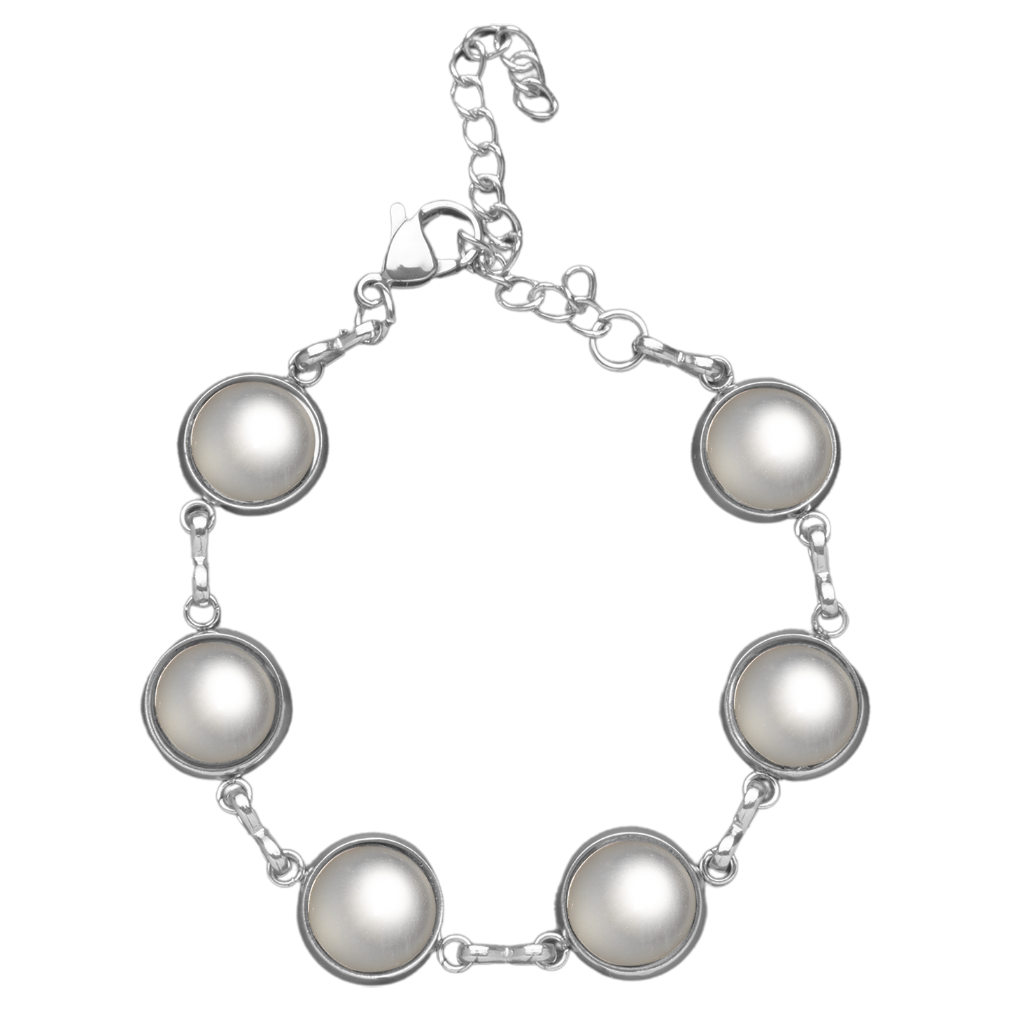 Verstelbare Armband met Gekleurde Cabochons | Parelmoer Wit