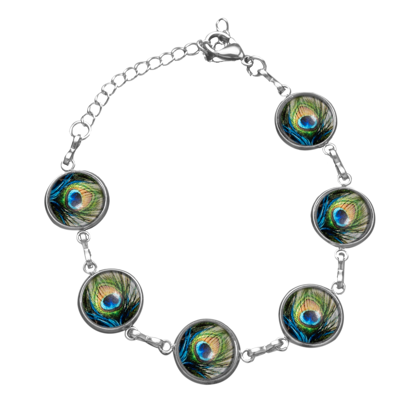 Verstelbare Armband met Gekleurde Cabochons | Pauwenveer