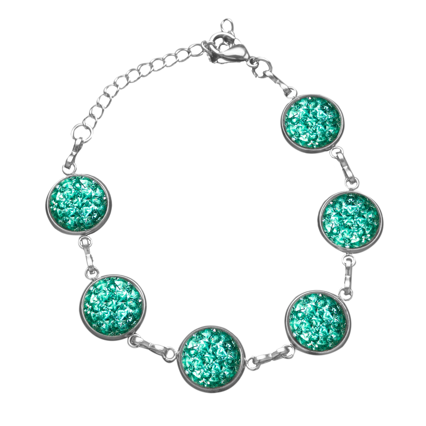 Verstelbare Armband met Gekleurde Cabochons | Turquoise Reliëf