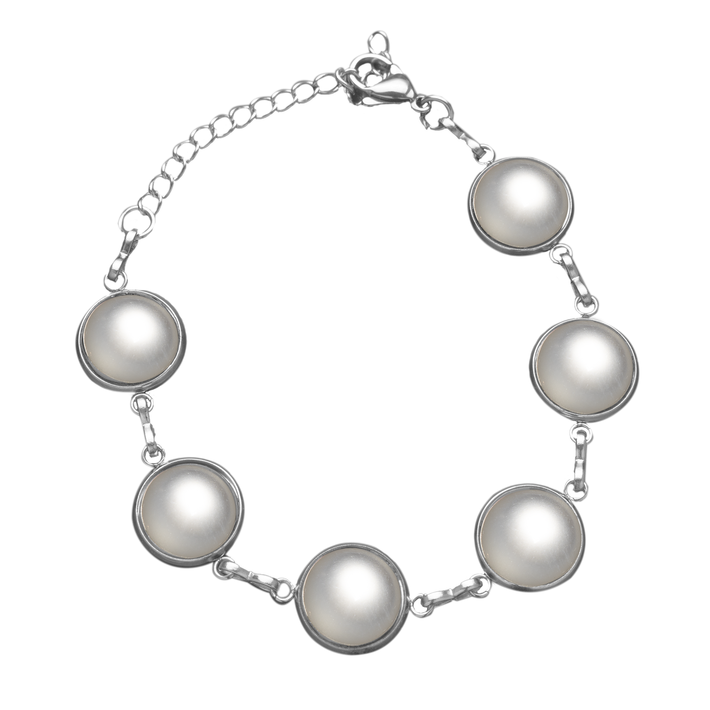 Verstelbare Armband met Gekleurde Cabochons | Parelmoer Wit