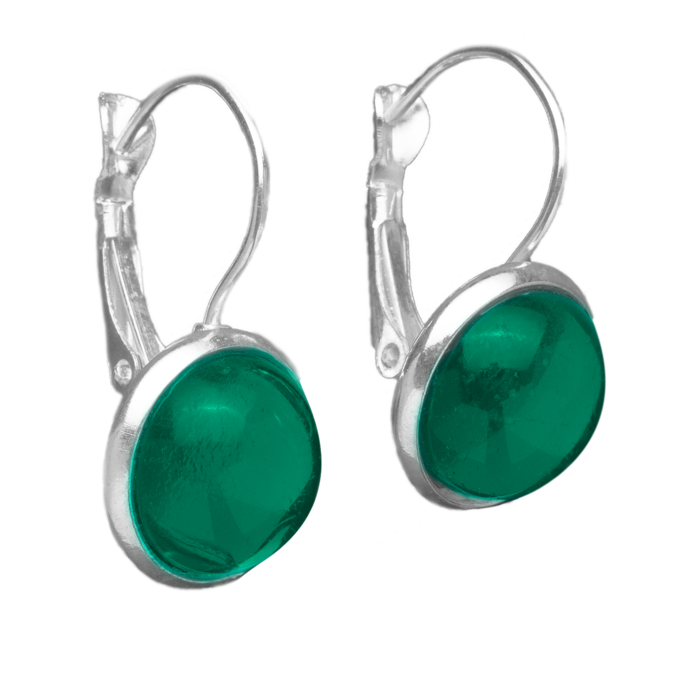 Oorbellen cabochons donkergroen