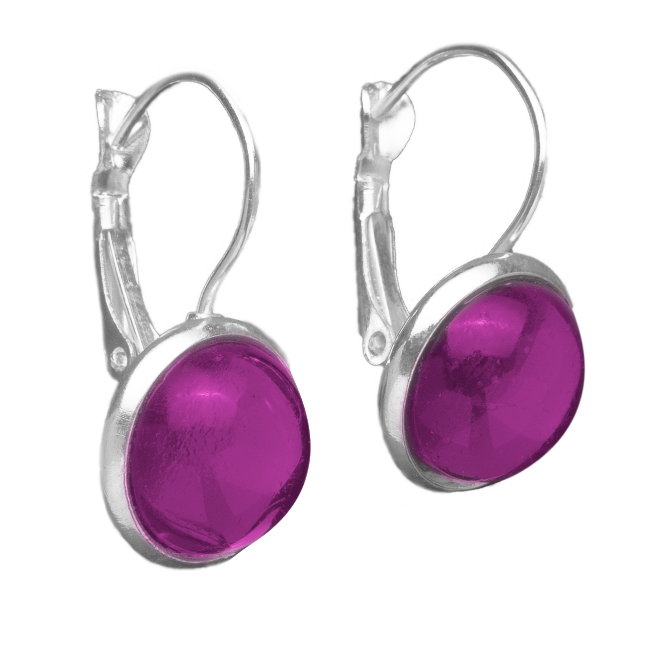 Oorbellen cabochons fuchsia roze