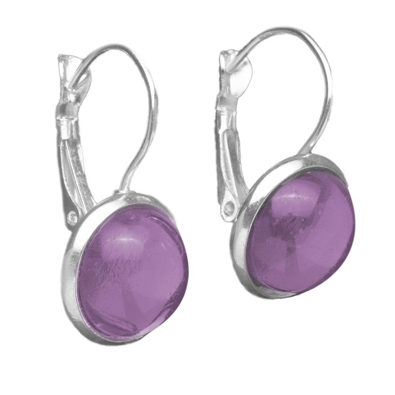 Oorbellen cabochons lila