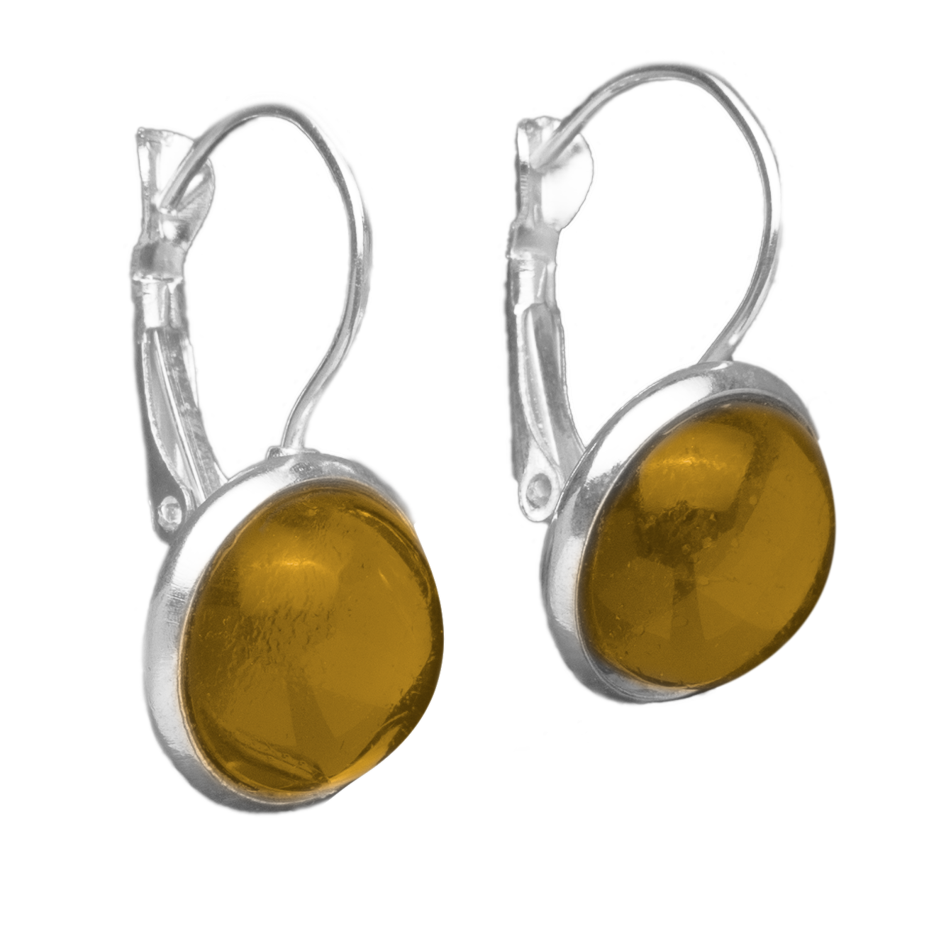 Oorbellen cabochons okergeel