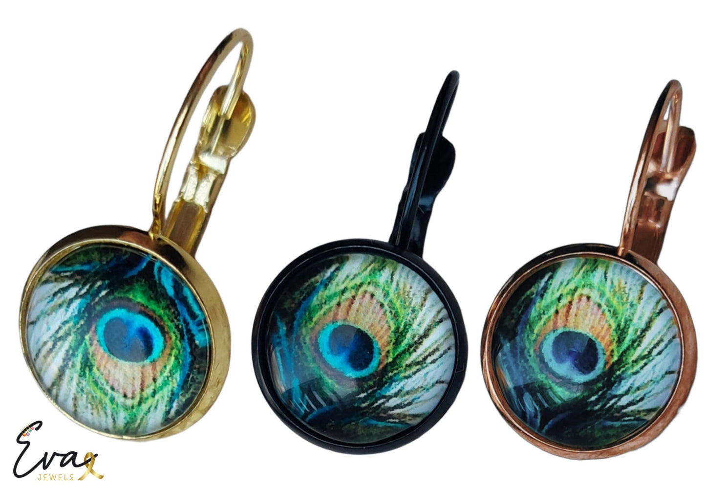 Set Oorhangers met Gekleurde Cabochons | Pauwenveer