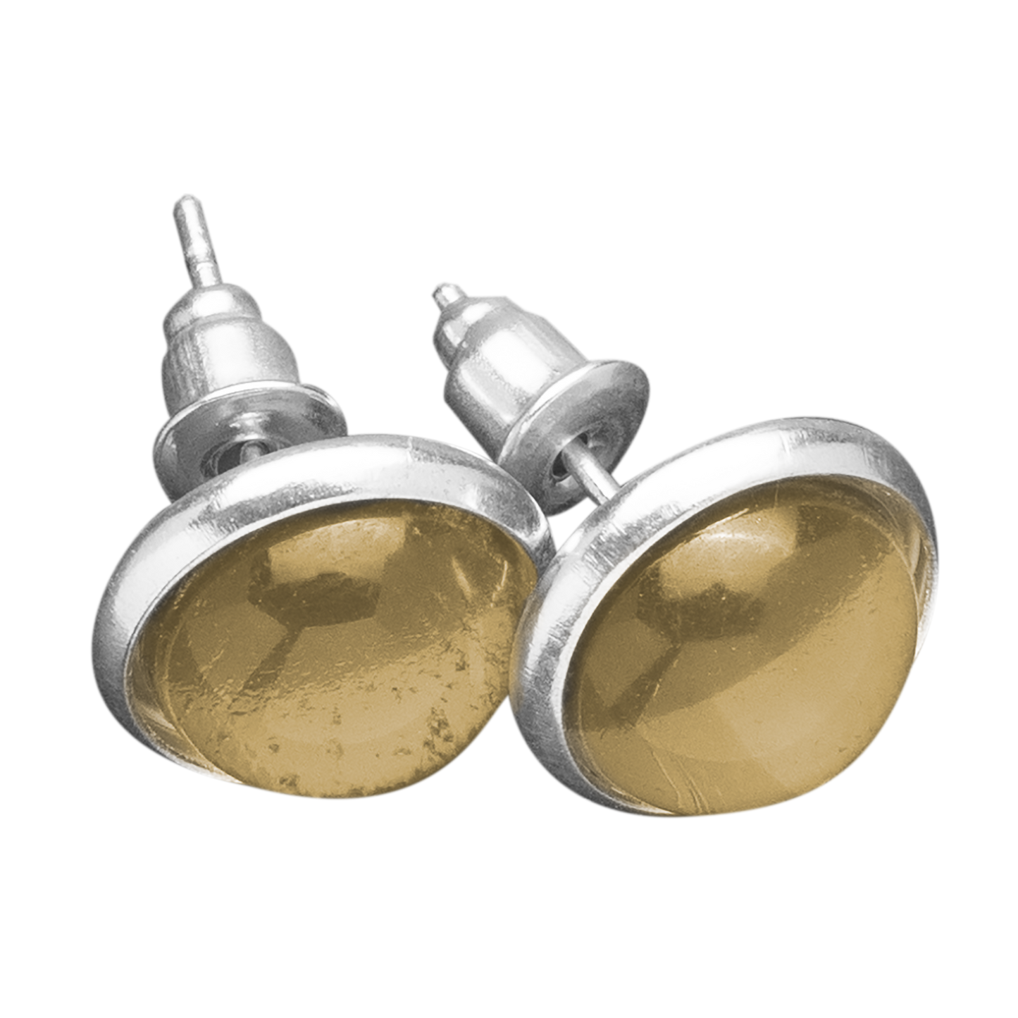 Oorknopjes van Eva Jewels met de gekleurde cabochon in champagne