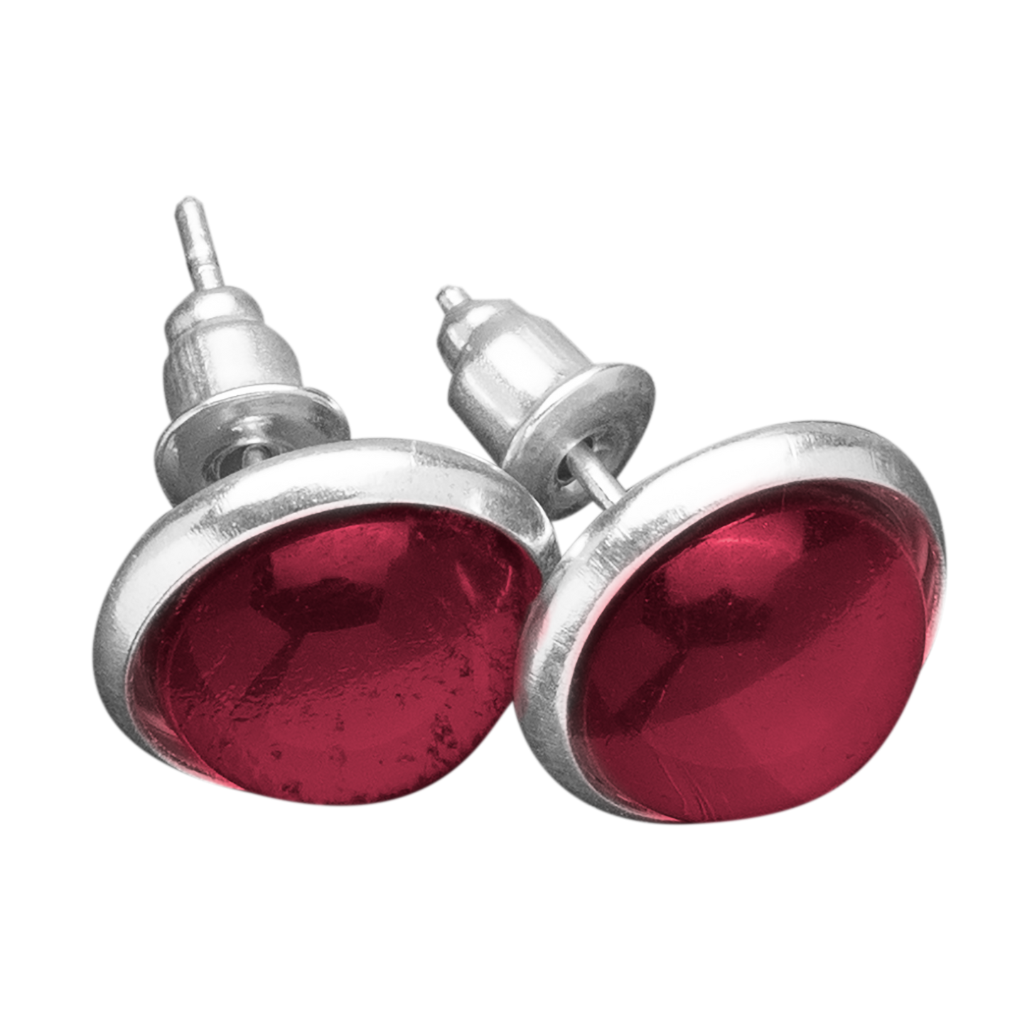 Oorknopjes van Eva Jewels met de gekleurde cabochon in robijnrood
