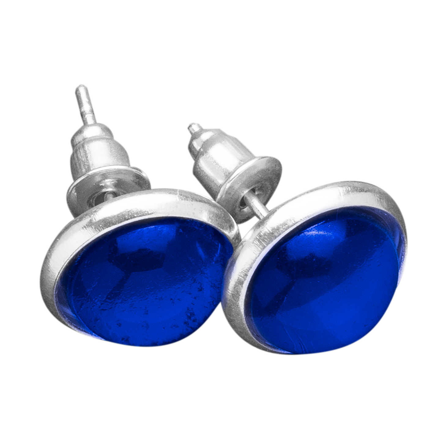 Oorknopjes van Eva Jewels met de gekleurde cabochon in ultramarijn blauw