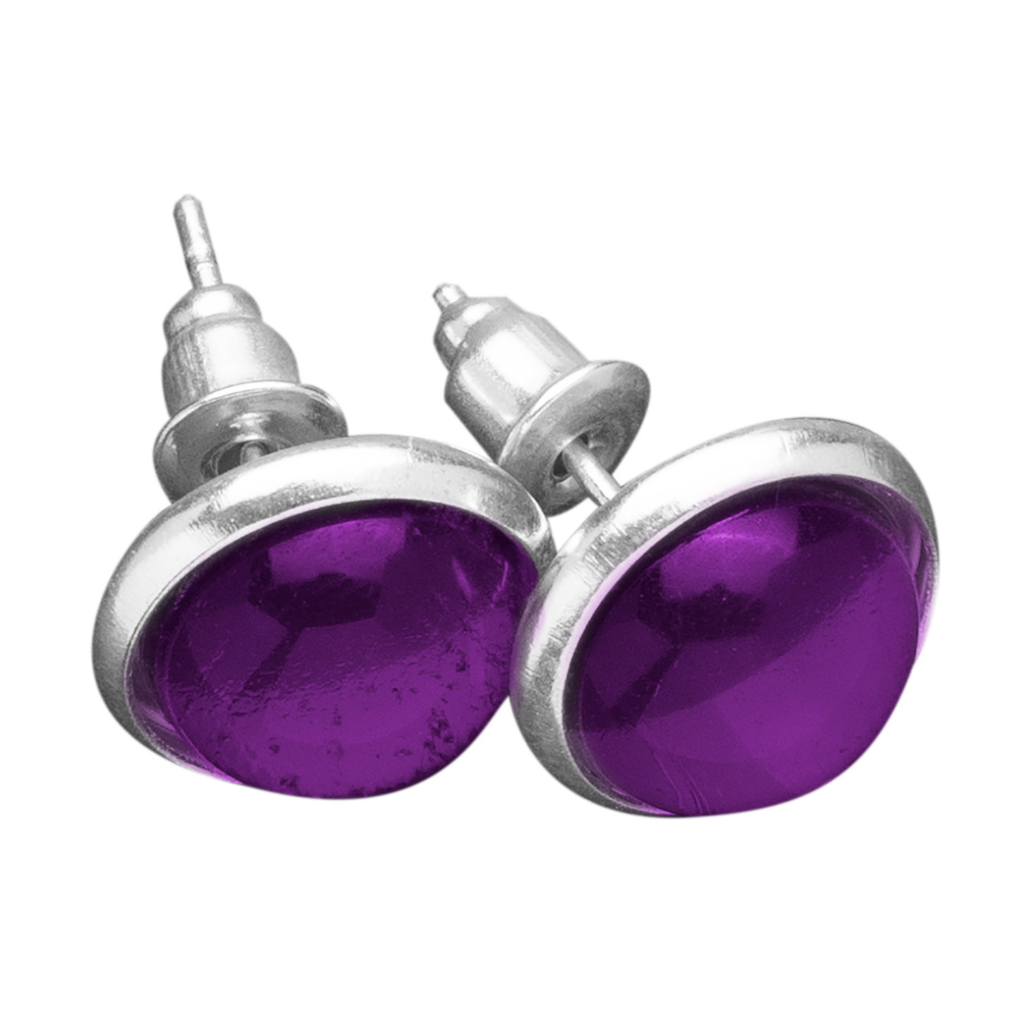 Oorknopjes van Eva Jewels met de gekleurde cabochon in paars