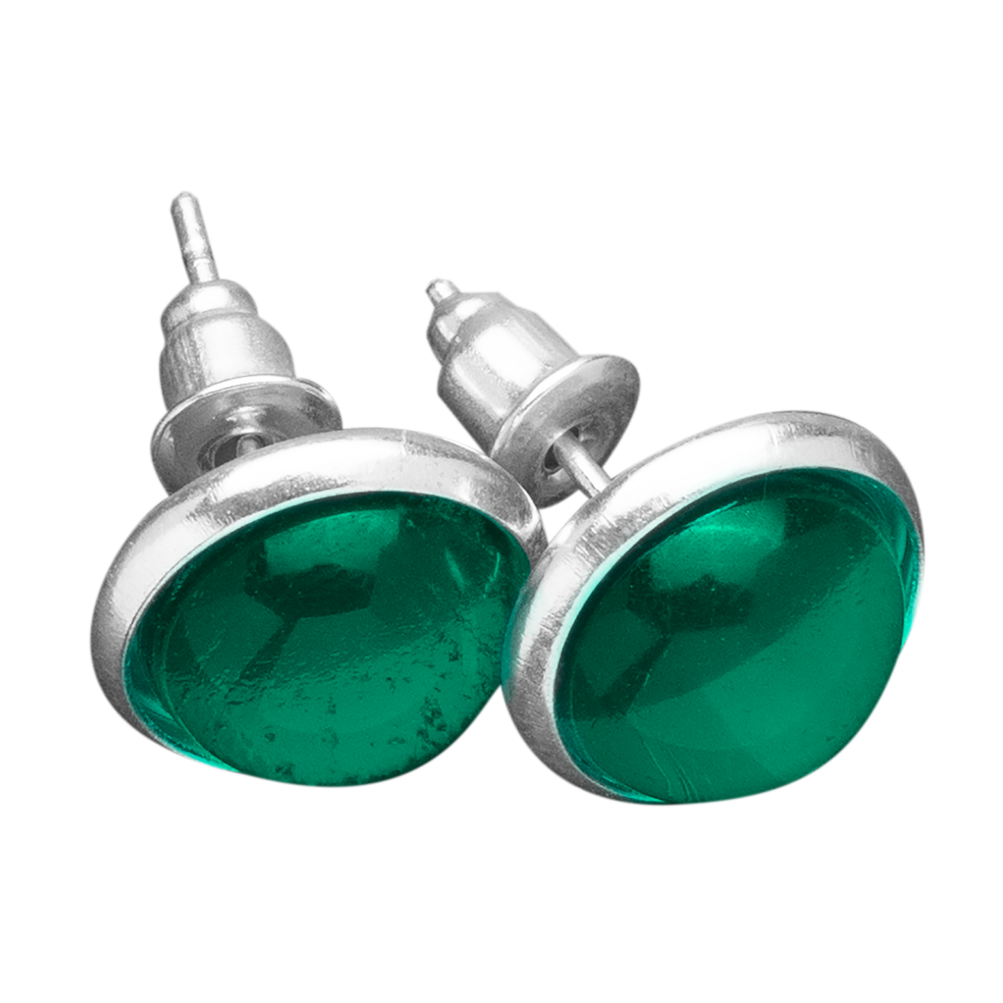 Oorknopjes van Eva Jewels met de gekleurde cabochon in donkergroen