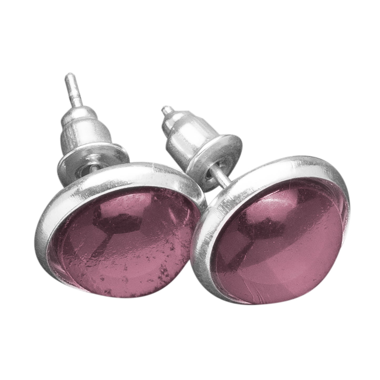 Oorknopjes van Eva Jewels met de gekleurde cabochon in lichtroze