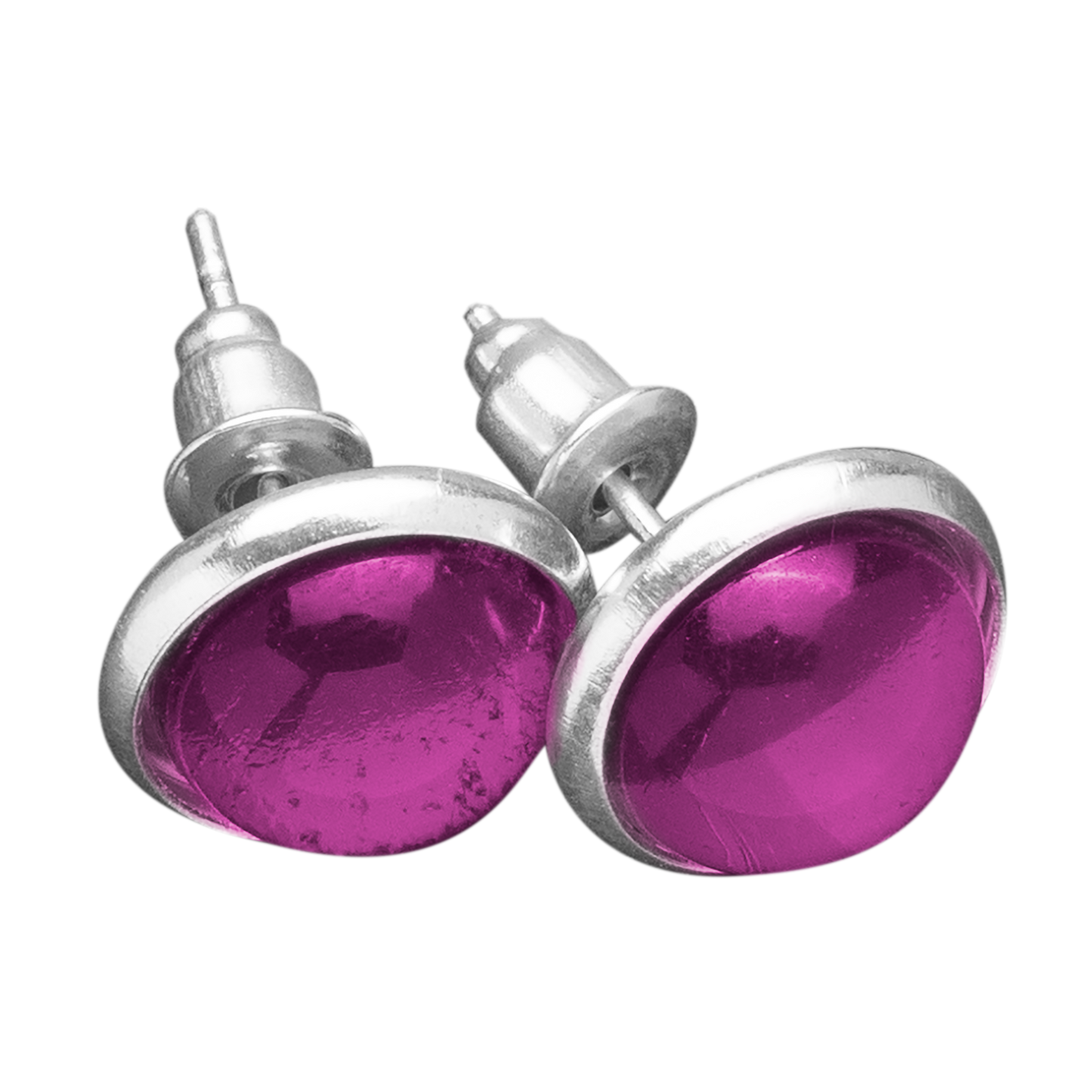 Oorknopjes van Eva Jewels met de gekleurde cabochon in paars