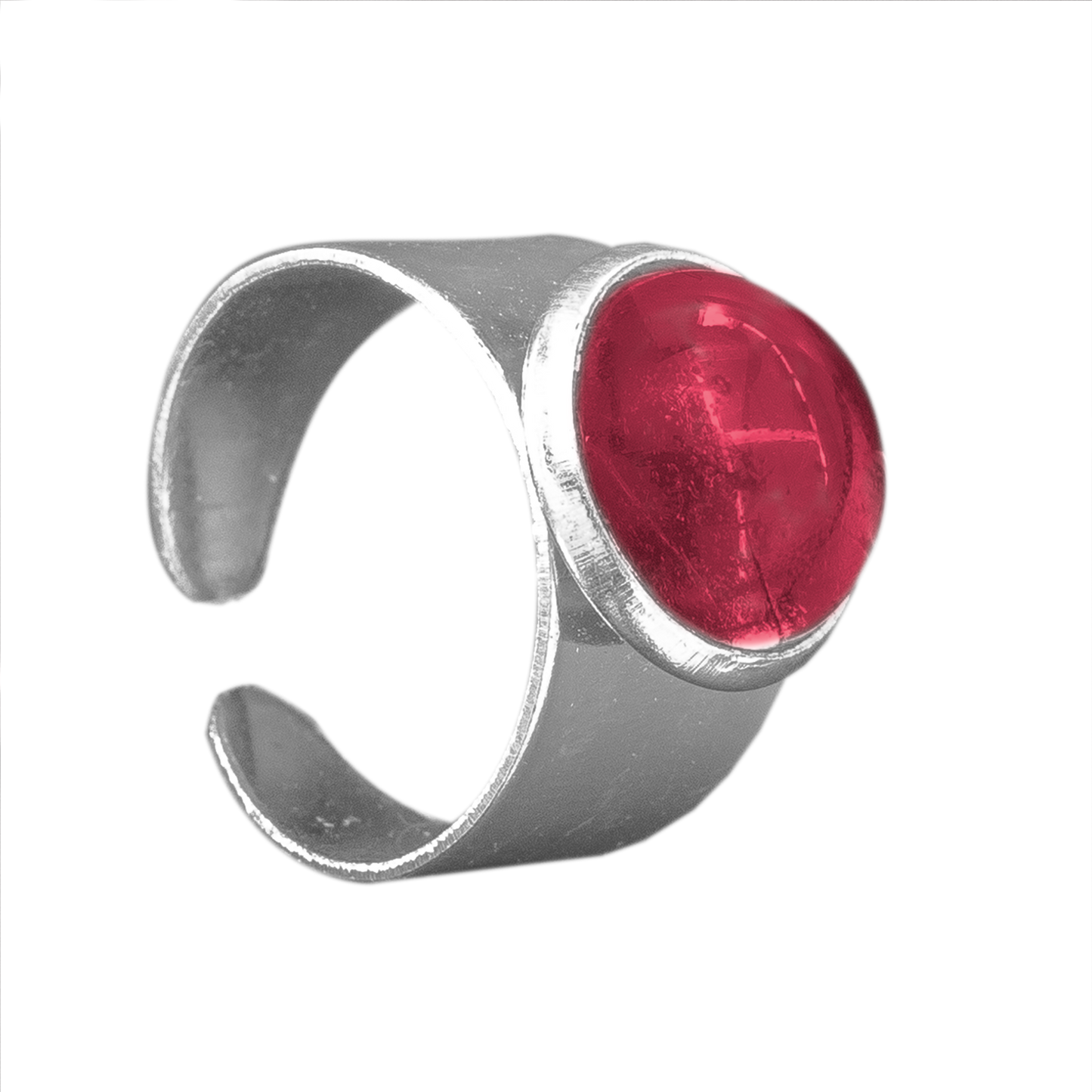Verstelbare Ring met 12mm Cabochon | One Size | Robijn Rood