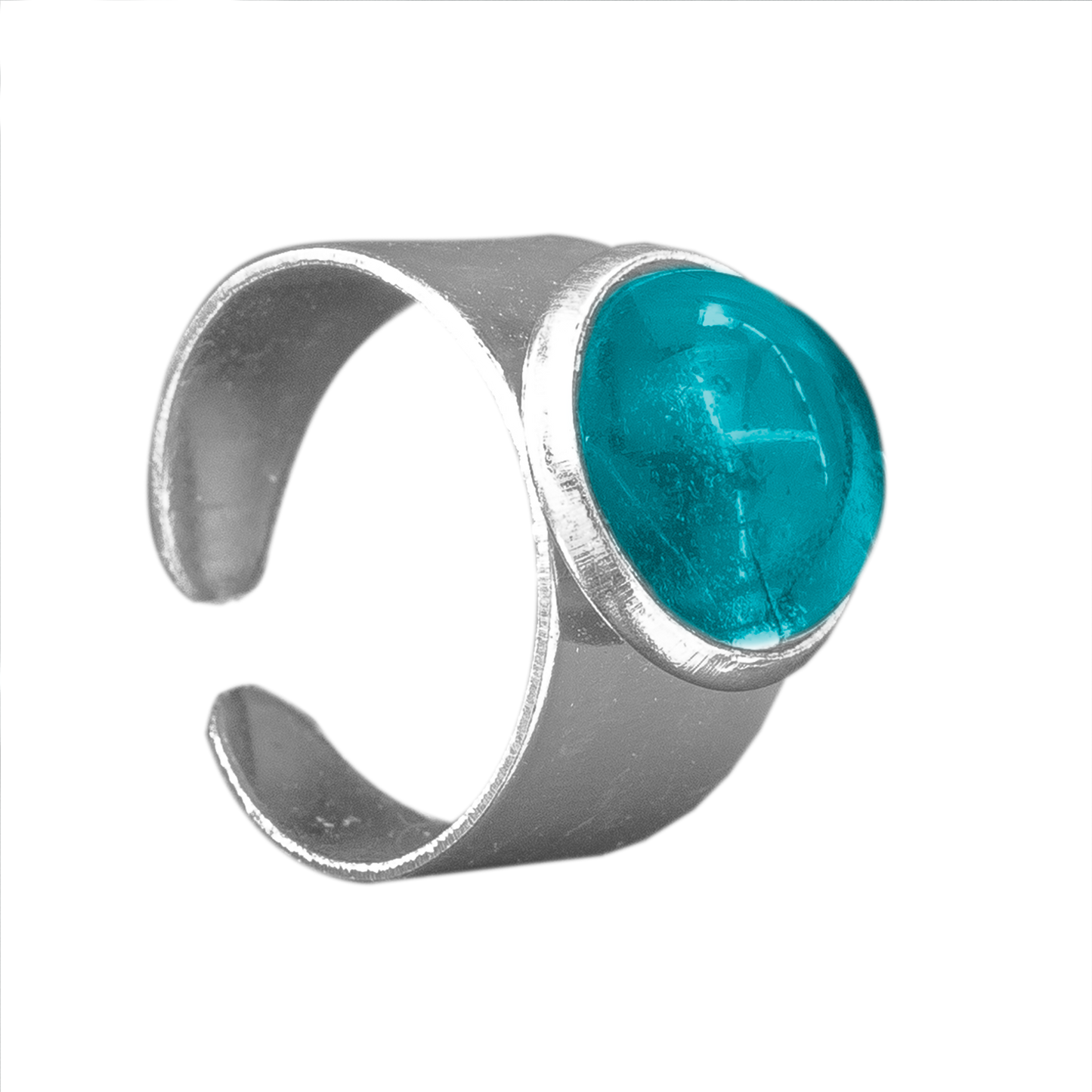 Verstelbare Ring met 12mm Cabochon | One Size | Turquoise