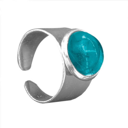 Verstelbare Ring met 12mm Cabochon | One Size | Turquoise