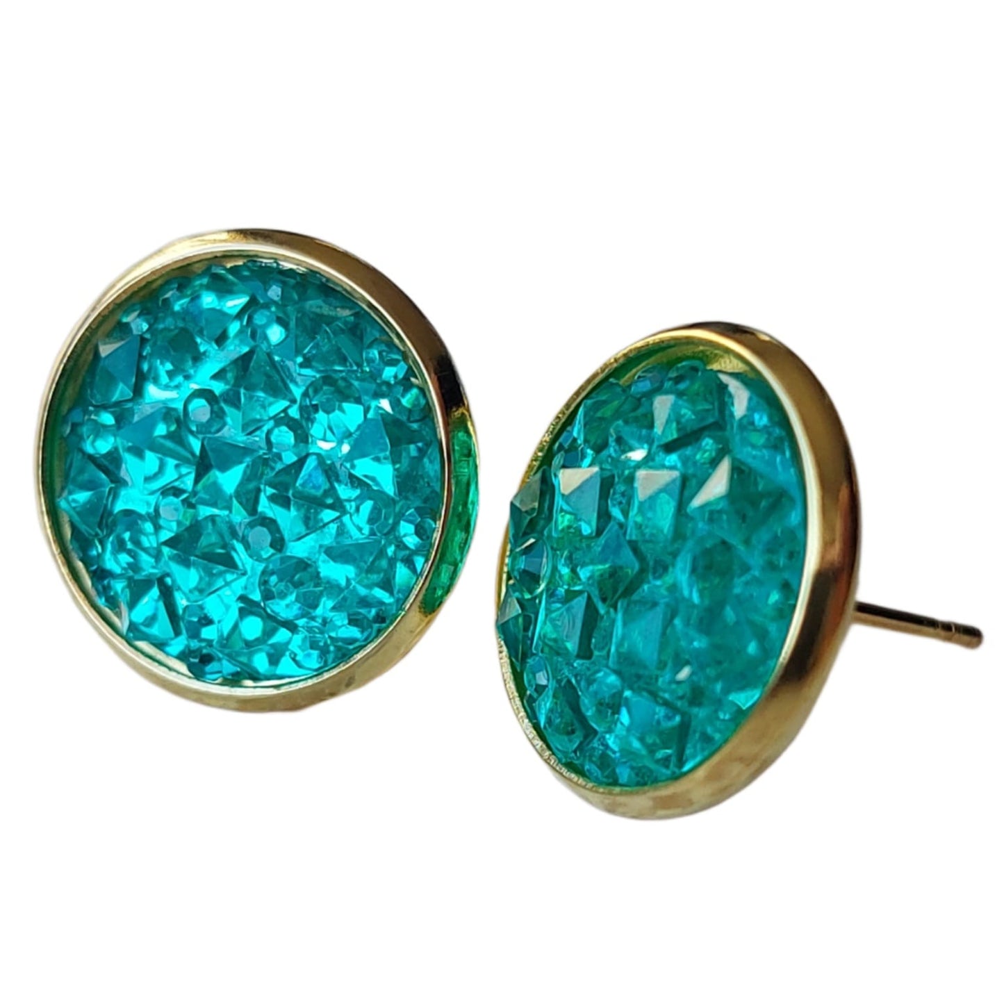 Oorknopjes met cabochons in de kleur Turquoise Reliëf van Eva Jewels