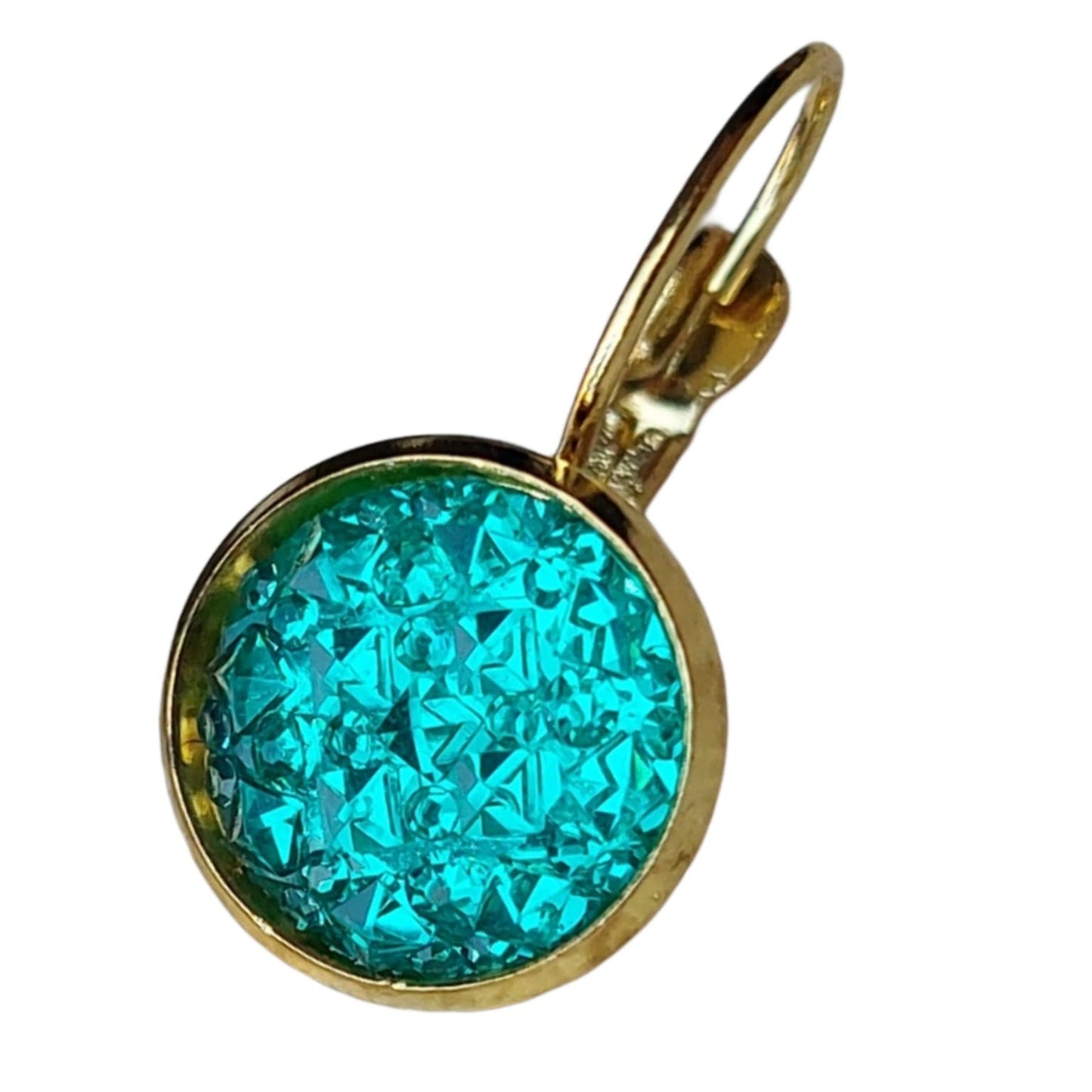 Set Oorhangers met Gekleurde Cabochons | Turquoise Reliëf