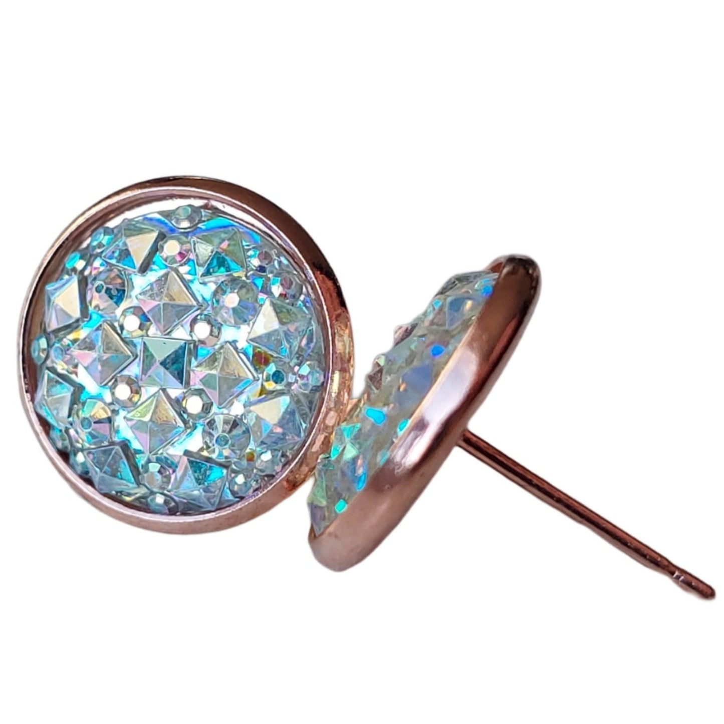 Set Oorknopjes met Gekleurde Cabochons | Diamant Reliëf