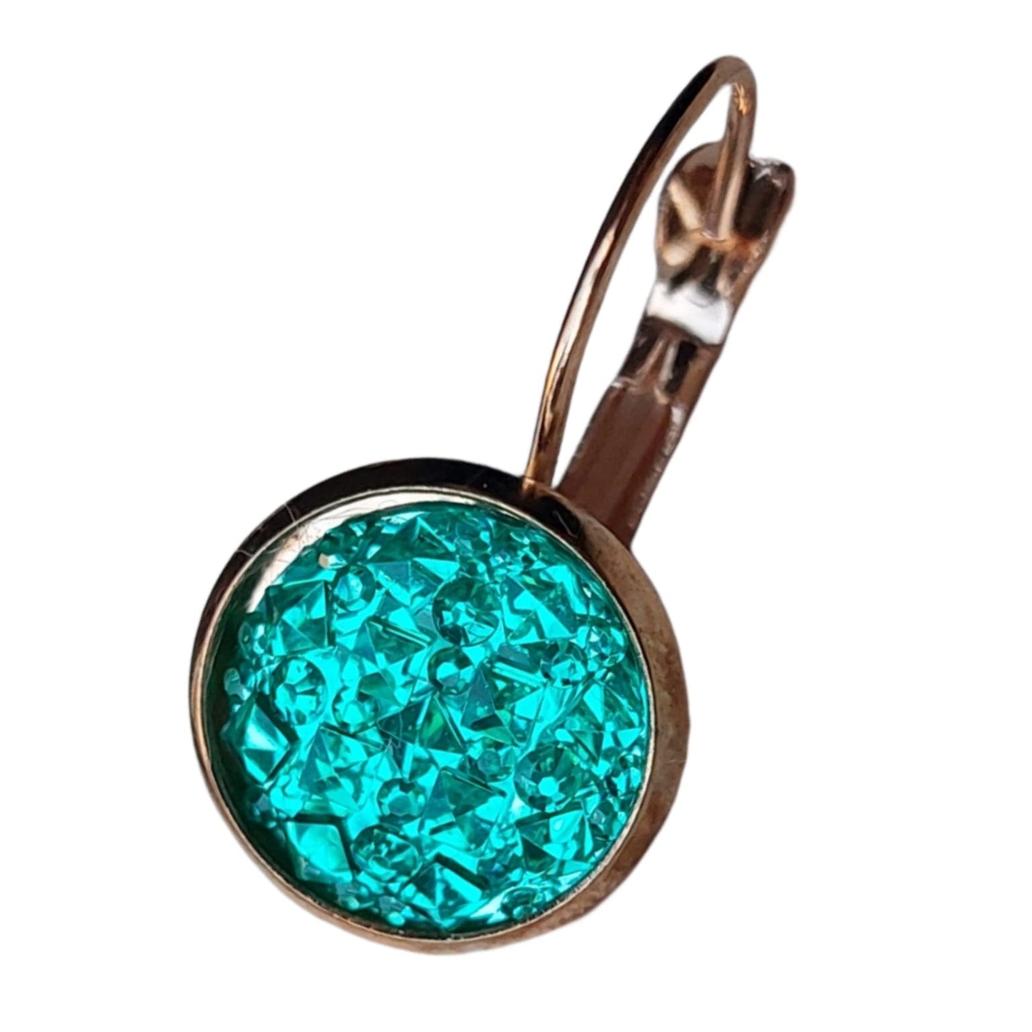 Set Oorhangers met Gekleurde Cabochons | Turquoise Reliëf