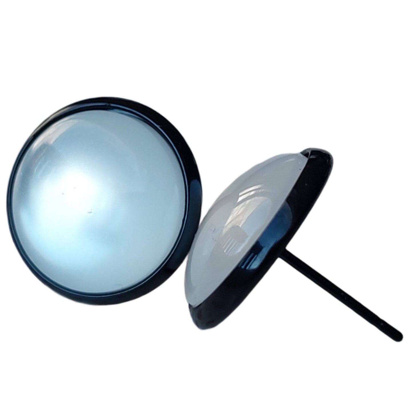 Set Oorknopjes met Gekleurde Cabochons | Parelmoer Wit