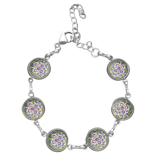 Verstelbare Armband met Gekleurde Cabochons | Diamant Reliëf