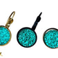 Set Oorhangers met Gekleurde Cabochons | Turquoise Reliëf