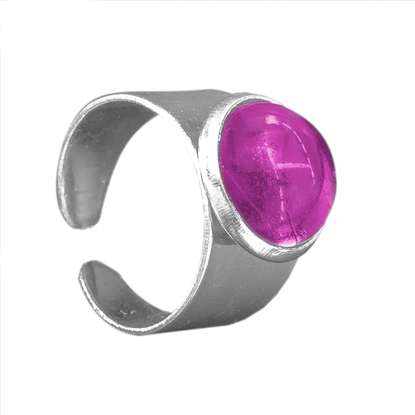 Verstelbare Ring met 12mm Cabochon | One Size | Fuchsia Roze