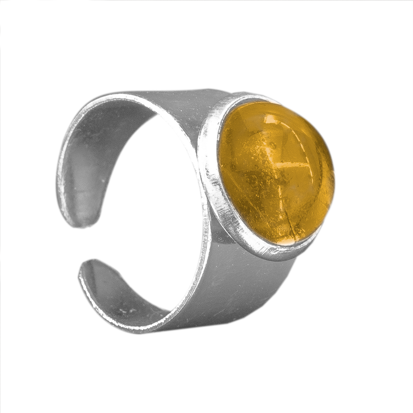 Verstelbare Ring met 12mm Cabochon | One Size | Oker Geel