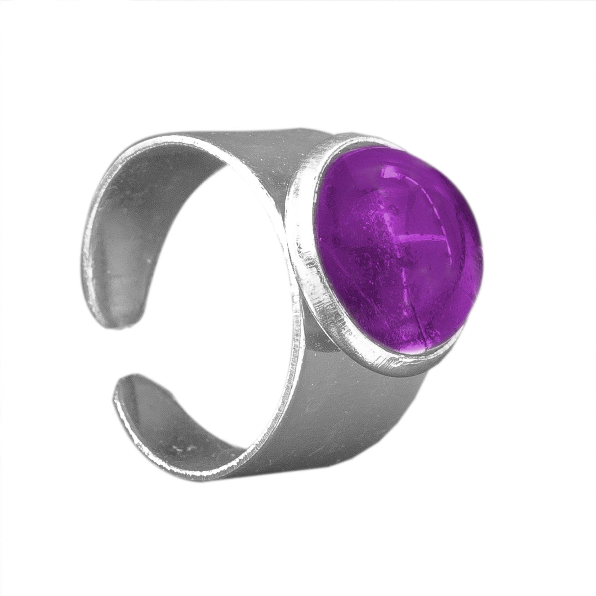 Verstelbare ring met cabochon in de kleur violet paars van Eva Jewels