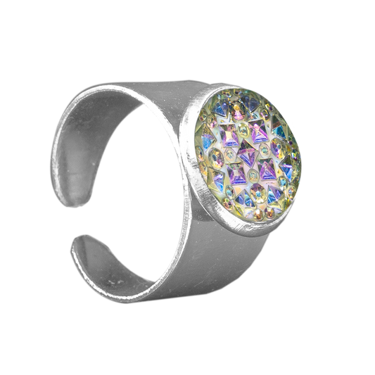 Verstelbare Ring met 12mm Cabochon | One Size | Diamant Reliëf